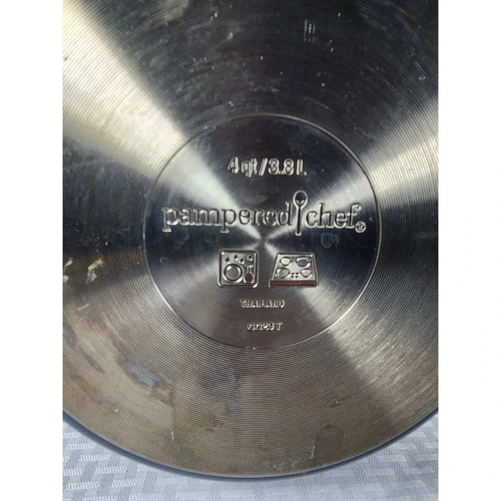 PAMPERED CHEF BRILLIANCE 4 QT. Blue /Green Metallic NON-STICK SAUCE PAN W/ LID - Picture 7 of 12